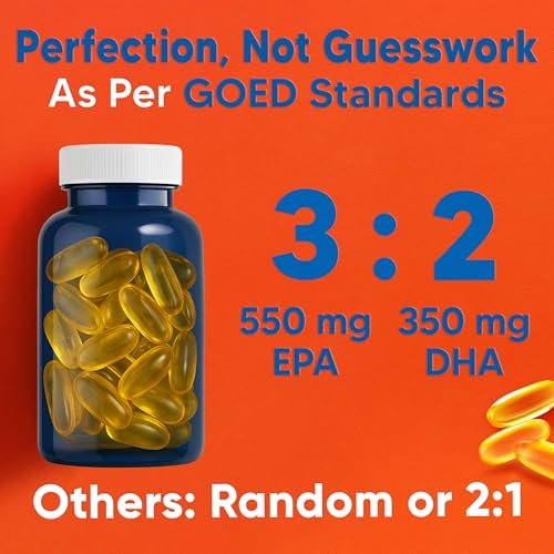 Image of 3X Triple Strength Omega 3 Fish Oil Capsules 1250 mg omega 3, 550 mg EPA and 350 mg DHA - Re-Esterified Triglyceride Form for Optimal Absorption, No Fishy Burps - 60 Capsules