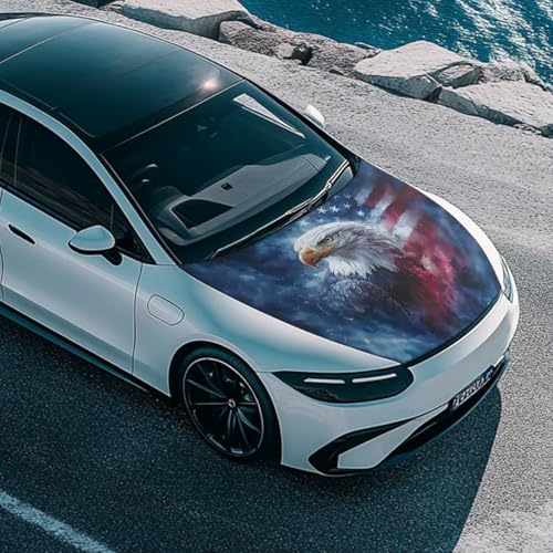 Image of Thunder Eagle Car Hood Cover Stretch Polyester Car Hood Cover Waterproof Automotive Accessories Easy Installation for Car Hood Decoration and Protection