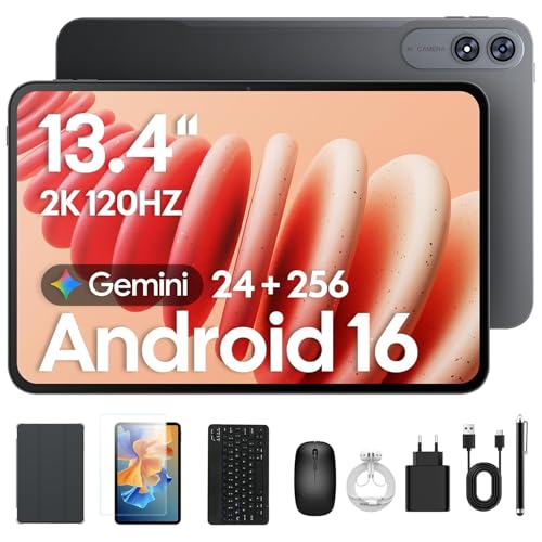 TABWEE T60 Pro Tablette 13,4 Pouces Android 15 avec Clavier, Affichage 120 Hz, 24GB RAM 256GB ROM (2TB TF), 10000mAh Batterie 18W Charge Rapide, Widevine L1,...