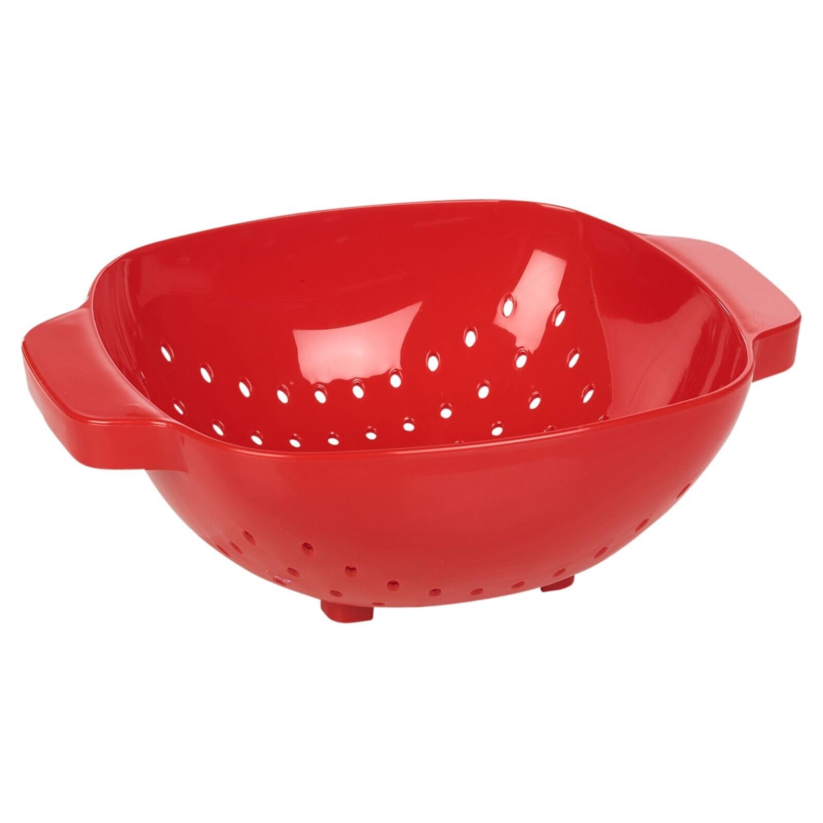 URBN-CHEF Plastic Colander Sieve Mesh Food Pasta Rice Veg Washing Strainer Kitchen Basket (Red)