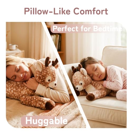 Image of Niuniu Daddy Weighted Stuffed Animals, 20 in 3.3 lbs, Fawn Plush for Kids | Heavy sensory lap pad, lying body pillow for sleeping, machine wash, huggable plushies, soothing gift for kids and adults