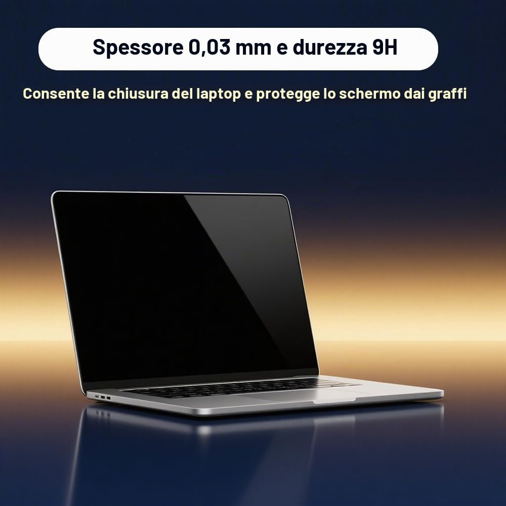 Pellicola proteggi schermo in vetro temperato per MacBook Air 13,6" M5-M2 Chip 2026-2022 A3449 A3240 9H Antigraffio HD Trasparente Copertura Totale
