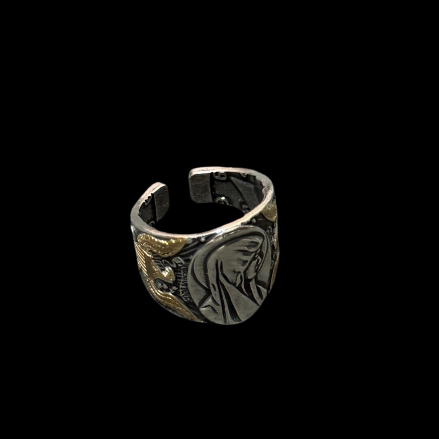 Virgin Mary Silver Coin Ring – Adjustable Open Design, Vintage Silver Coin, Double-Sided Engraving, Perfect for Spiritual Jewelry Lovers, One Size Fits Most - Image 4