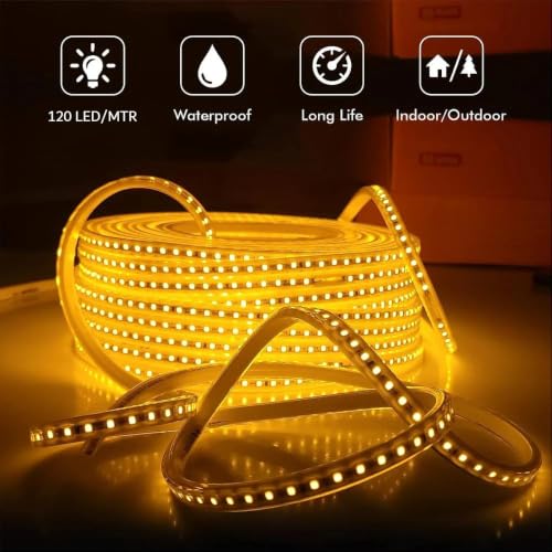 Image of XERGY 5 Meter Rope String Lights - Waterproof, 120 LEDs /M, Decorative Lighting for Home, Garden, Party & Festival (Warm White)