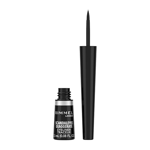 Rimmel London Delineador de ojos líquido mate Scandaleyes Exaggerate, 2,5 ml, negro (001 Black)
