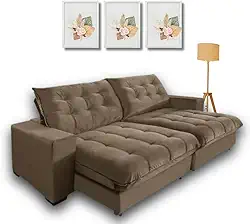 Sofá Retrátil e Reclinável 2,30m com Molas Ensacadas. (Castor)