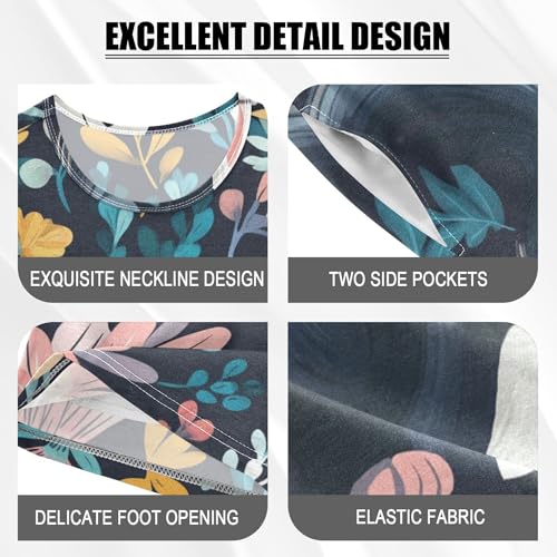 Cute Skunk Floral Summer Pajamas Set 2 Piece Short Cotton Sleepwear, 5-14 Years4