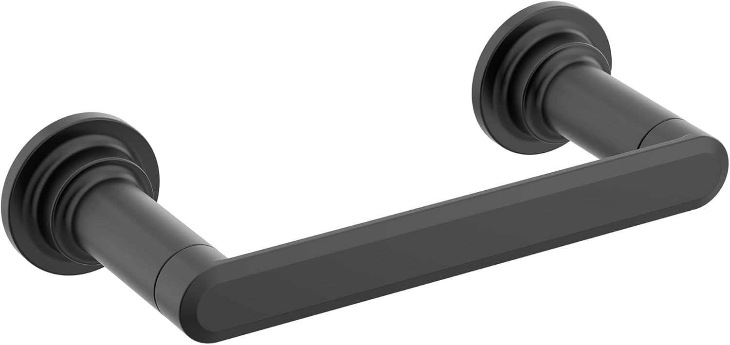 Moen Greenfield Matte Black Pivoting Toilet Paper Holder for Bathroom, YB1708BL
