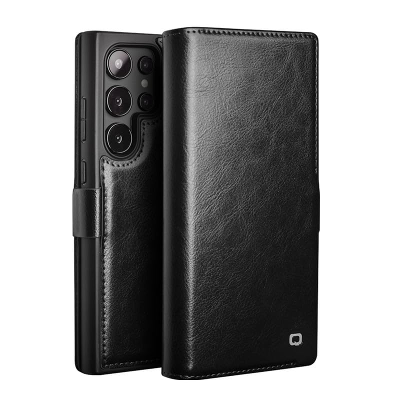 Funda de piel para Samsung Galaxy S26 Ultra (cierre magnético, función atril, tarjetero), color negro