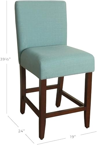 Miniatura 2 de HomePop Taburete de bar tapizado, 24 pulgadas, aguamarina con textura clara