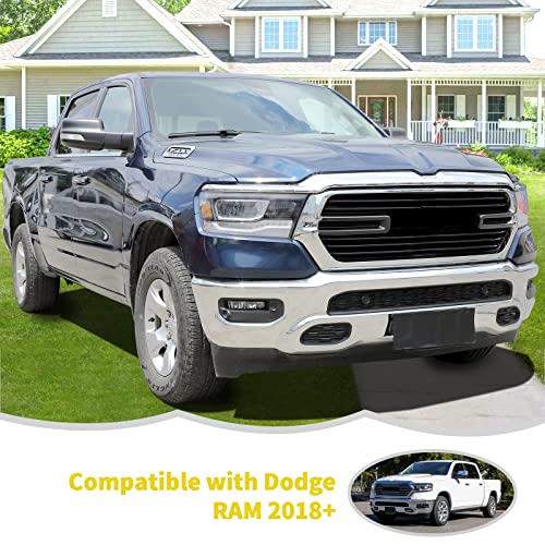 Image of Carbon Fiber Front Grille Inserts Trim Cover Grill U Bar Cover Frame Decoration Exterior Accessories for Dodge RAM 2018 2019 2020 2021 2022