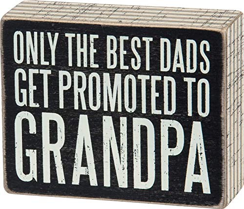 Primitives by Kathy Pinstripe Trimmed Box Sign, Promoted to Grandpa
