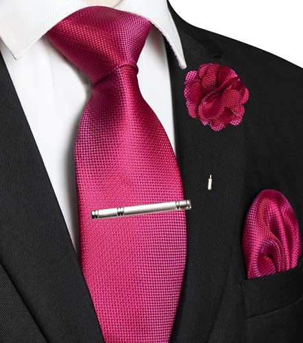Image of JEMYGINS Mens Tie and Lapel Pin with Pocket Square Tie Clip Sets for Casual and Business 4PCS