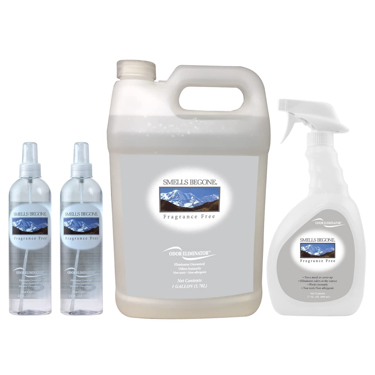 Odor Eliminator Spray Bundle - 12 Ounce 2 Pack - 27 Ounce - 1 Gallon Refill