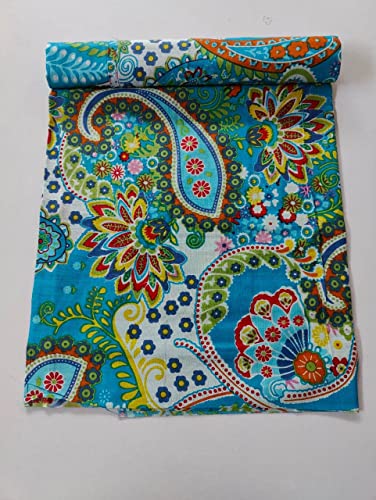 Image of Floral Printed Cotton Fabric Cloth Hand Block Print Fabric Women Material Running Jaipuri Hand Block Printed Women Dress Material Kurtis Natural 44 inch Inches Width 2.5 Meter (Pattern 20)
