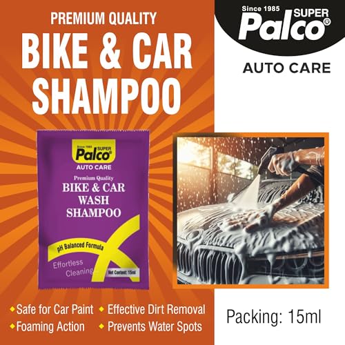 Image of PALCO Bike & Car Wash Shampoo 15ml (Pack of 30) - Super Concentrated pH-Balanced Thick Liquid Car Shampoo, Exterior Cleaning, Bucket Wash & Foam Cannon, Deep Cleaning Brilliant Shine Bike Shampoo