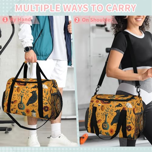 Halloween Crow Pattern Travel Duffel Bag for Women & Men, 39L Large Collapsible Weekender Bag with Shoulder Strap, Waterproof Carry On Luggage for Gym, Sports, Overnight4