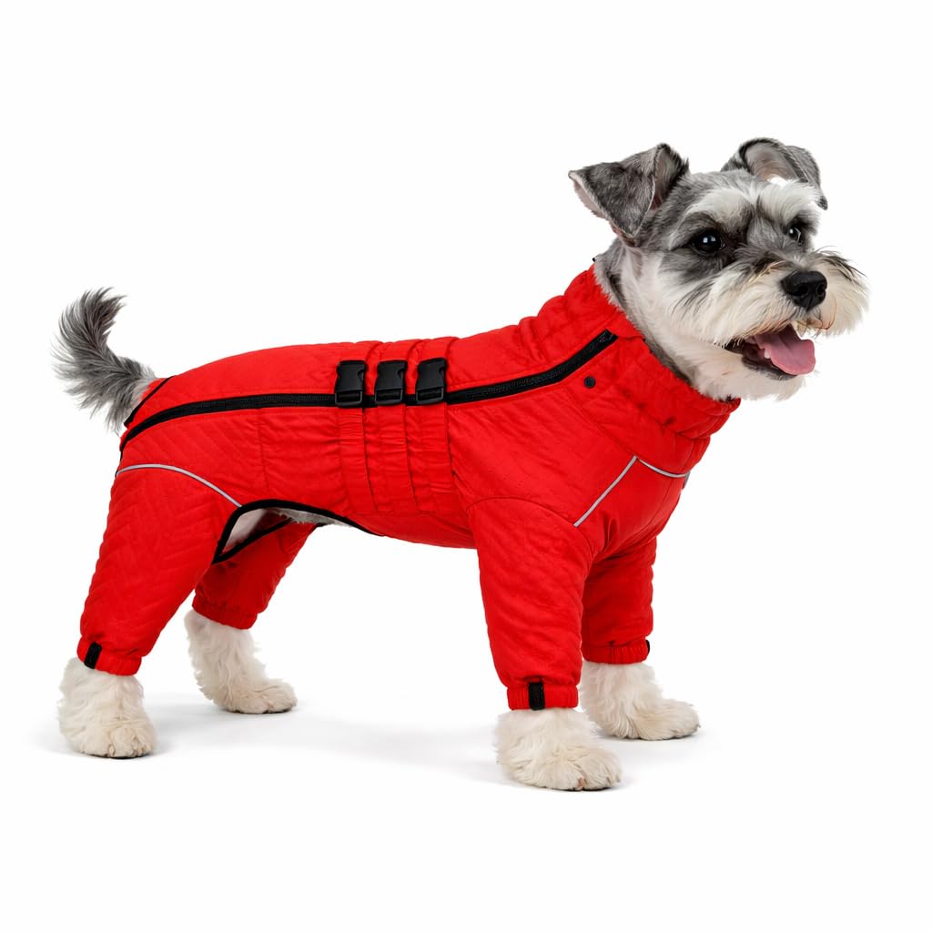 Abrigo cálido para Perro, Chaleco de Perro de Doble Capa, 12 Patas Cubiertas, Resistente al Viento, Impermeable, Reflectante, cálido, Chaleco para Perro de Patinaje al Aire Libre, Disfraz para Perros