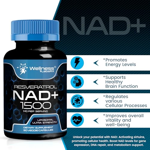 wellness labsrx nad supplement 1500mg - usa made liposomal nad supplement with resveratrol nad plus boosting - support cellular health stamina amp healthy aging - ultra strength capsules