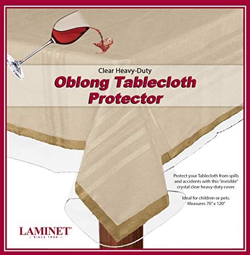 LAMINET Heavy-Duty Deluxe Crystal Clear Vinyl Tablecloth Protector 70" x 120" - Oblong