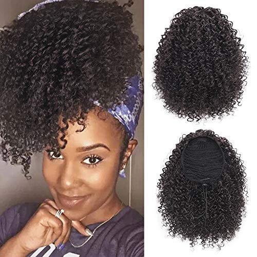 Vigorous Synthetic Afro Kinky Ponytail for Black Women Clip in Hair Extension Kinky Curly Ponytails Drawstring Natural Color Ponytail Hairpiece(2#)