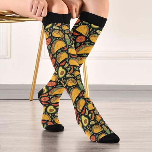Image of Pigsaly Womens Compression Socks Yellow Stars Funny Brown Capybara Knee High Socks Athletic Tube Sock Outdoor Sport Socks
