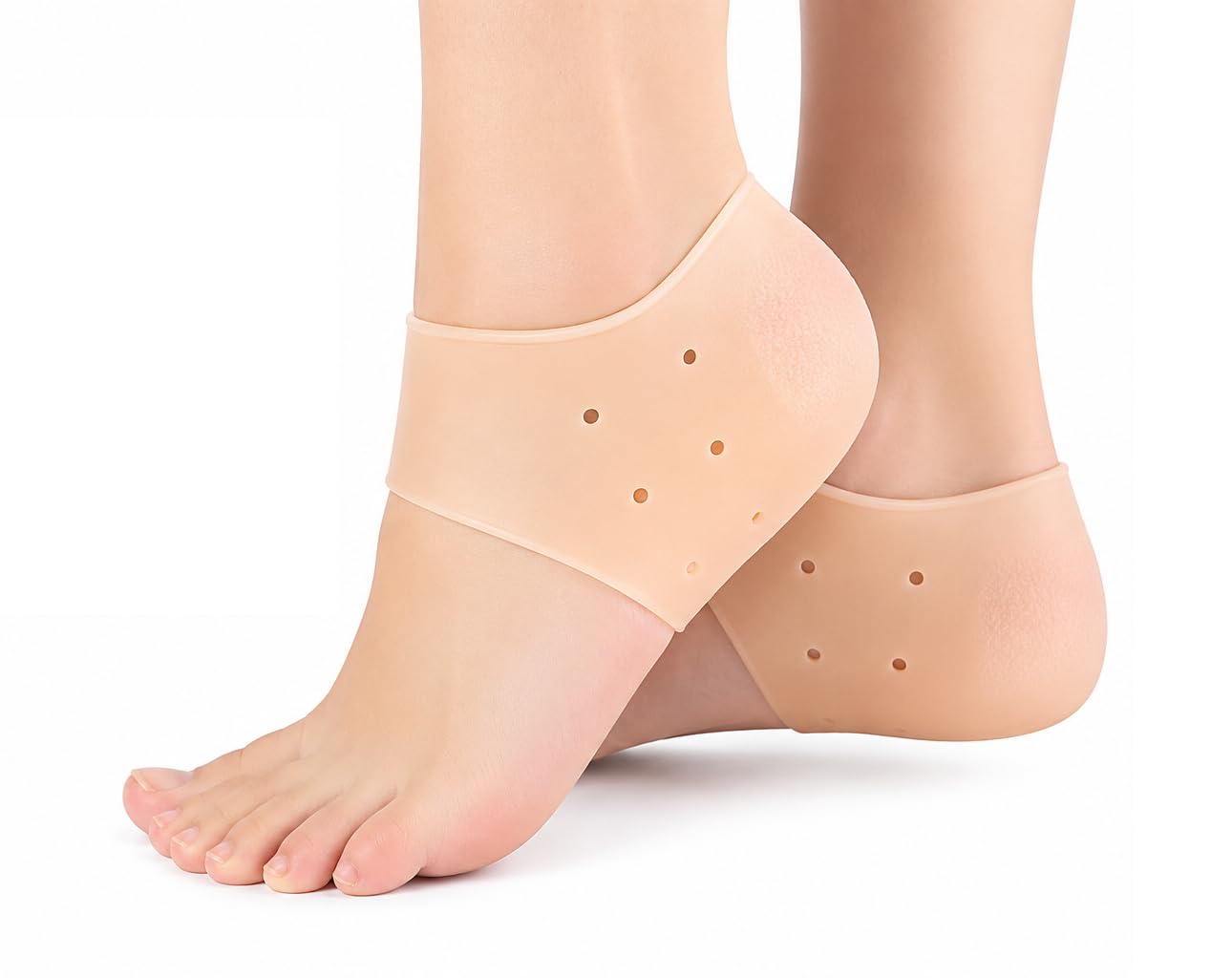 Silicone Gel Heel Pad Socks for Pain Relief | Moisturizing Socks for Dry & Cracked Heels | Soft Reusable Heel Protectors | Heel Cushion Support for Men & Women-image-48