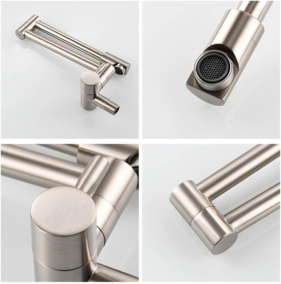 Taps for Kitchen Pot Filler Wall Mounted, 360 Swivel Universal Cold Water Tap Single Handle Multi-Function, Kitchen Faucet Kitchen Sinks Tap-Chrome，Black