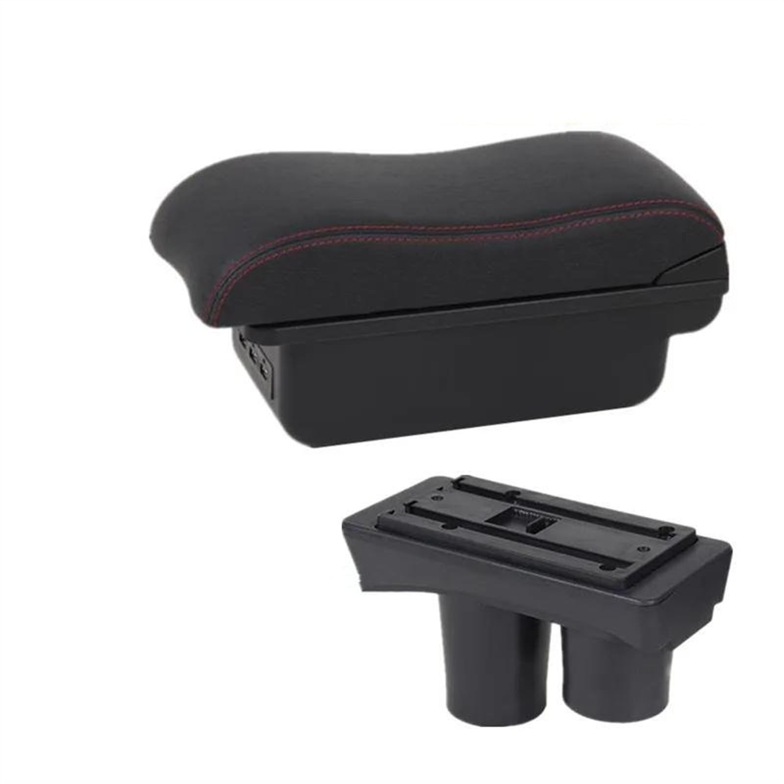 NMJLQW Storage Rack Car Interior Accessories Center Console Storage Box Multifunctional Armrest Storage Box For Peugeot 301(B1 Black red 3USB)