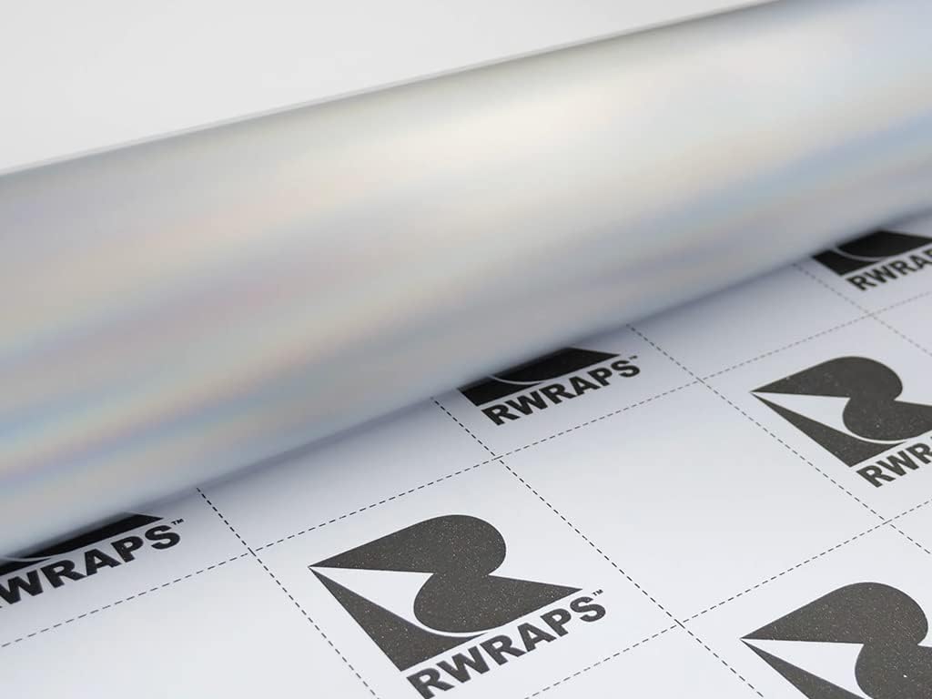 Rwraps Holographic Chrome Vinyl Car Wrap Film Sheet Roll with Air Release Technology - 5ft x 20yd, Silver Neochrome (Matte)