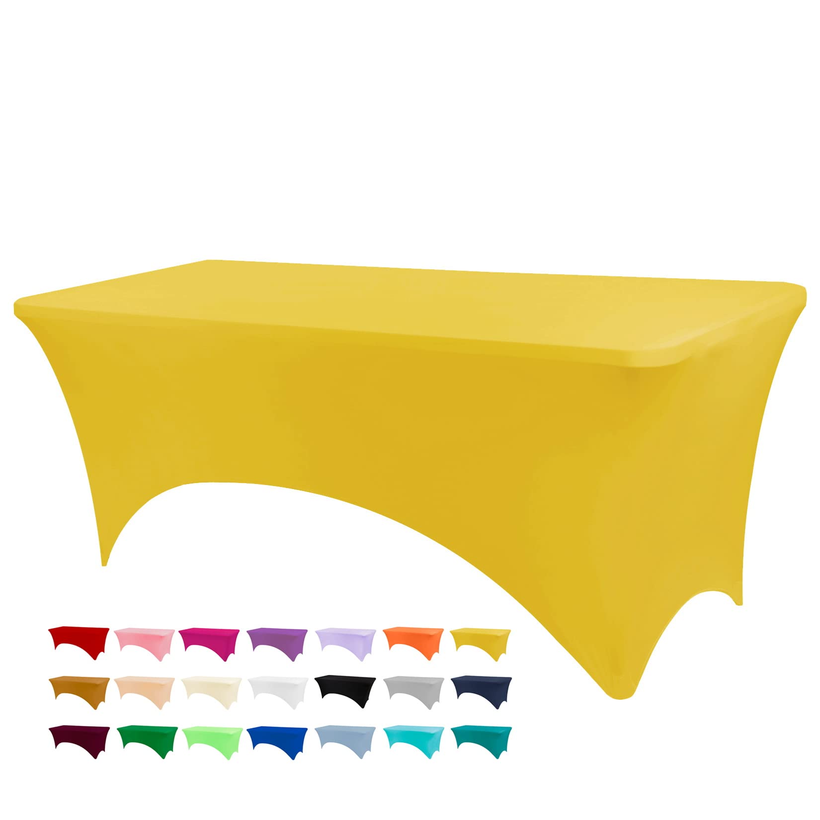 BDDC Table Cover, Fitted Table Clothes for 6 Foot Rectangle Tables, Yellow Table Cloths for Parties, Wedding, Banquet and Festival (Yellow, 6FT)