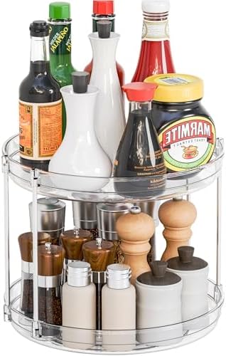 2 Tier Lazy Susan Turntable for Cabinet,Countertop,Pantry,9.5"W S...