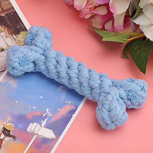 Fdit Puppy Chew Toys Dog Teething Training Cotton Rope Toy Braided Cotton Rope Toy for Pet Dog Puppy Teeth Cleaning(Blue Bone) - Image 3