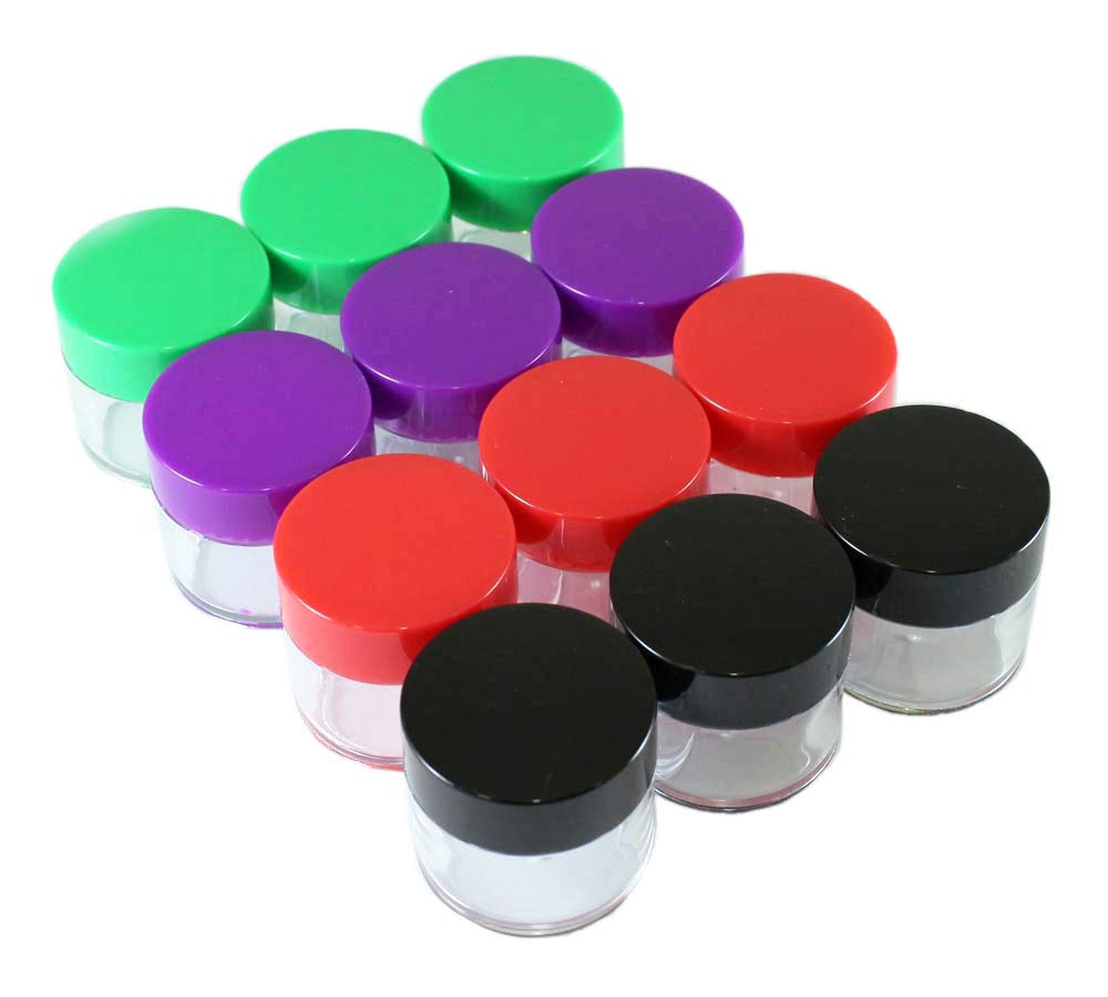 BIN BUDDY 12 Piece Mini Jars with Colored lids | 20 ml container size | 1.5