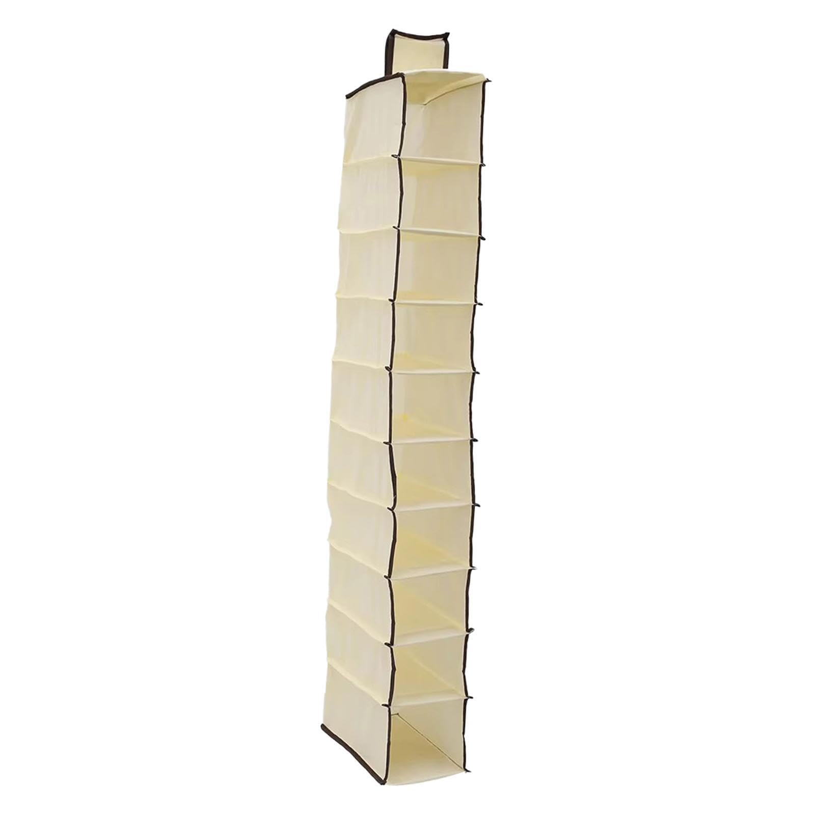 TWISAXC Wardrobe Sundries Organizer Space Saving Implementation Helps Maintain Orderliness While Saving Space Household Closet Hanging Storage Shelf Removable, beige, 15x30x120CM