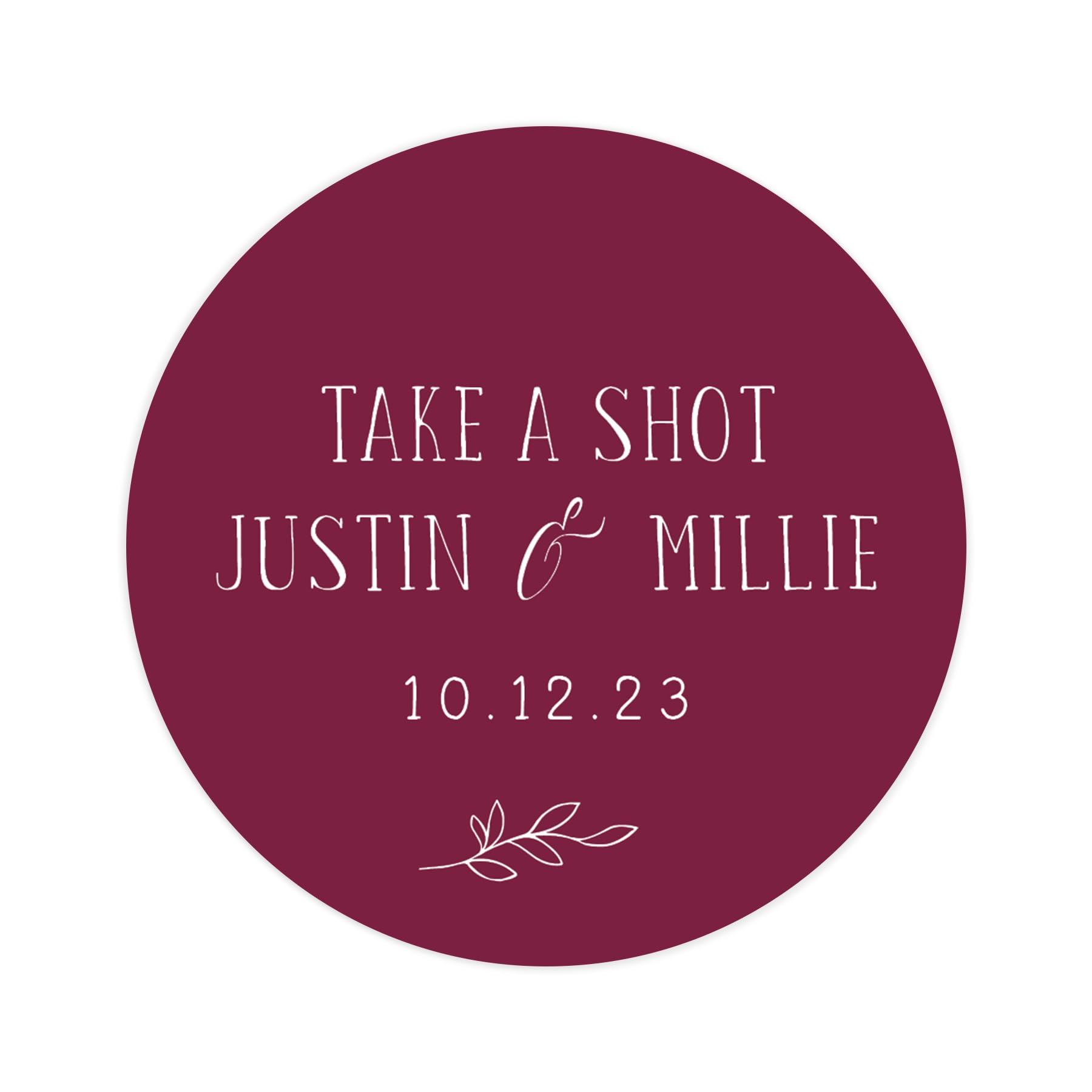 Personalised take a shot wedding stickers | bottle drink wedding labels | favor sticker | wedding favors thank you stickers | 35 round stickers (Wine)