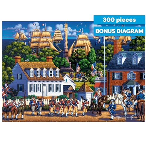 Rompecabezas Buffalo Games - Eric Dowdle - Victoria en Yorktown - 300 piezas grandes | Arte de Eric Dowdle, fabricado en EE.UU., piezas de agarre fácil, cartón reciclado, tamaño: 21 x 15 pulgadas, incluye póster, arte enmarcable, ideal para regalo miniatura 7