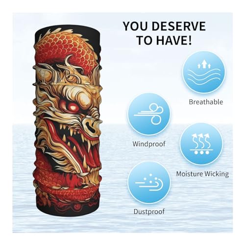 Golden Chinese Dragon negro Vintage Cuello Gaiter Cubreboca Bufanda para Mujeres Hombres Gaiter para Motocicleta Ciclismo Esquí Fiesta miniatura 5