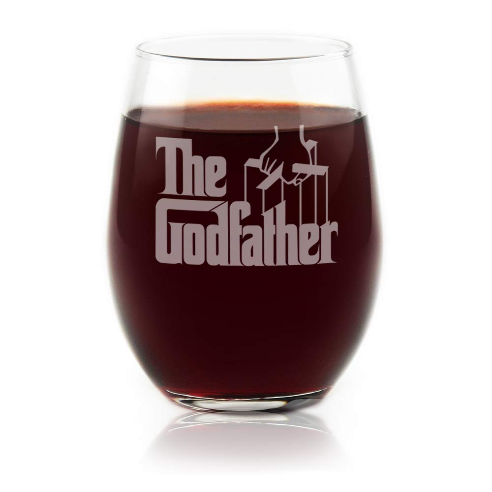 The Godfather Etched Stemless Wine Glass - Officially Licensed, Premium Quality, Handcrafted Glassware, 15oz. - Perfect Collectible Gift for Movie Enthusiasts, Birthdays & Special Occasions