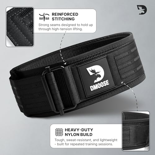 DMoose Fitness Auto Locking Weight Lifting Belt for Men & Women - 4" Nylon Squat & Deadlift Belt with Quick-Release Buckle - Gym Workout Belts for Lumbar Back Support for Weightlifting & Powerlifting - Image 5