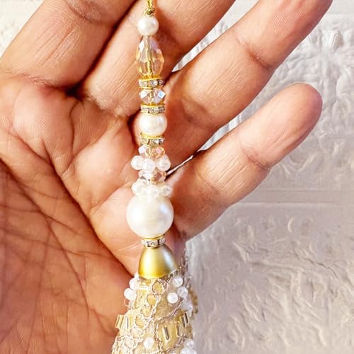 Image of Adikala Craft Store Handmade Ethnic Latkan Tassel Set of 2 for Saree Pallu, Blouse, Suits, Dupatta, Lehenga Decor (Nalki Cone)