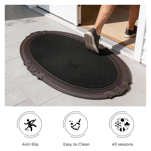 Image of Encasa XO Rubber Door Mat, Anti Skid Heavy Duty Floor Mat, Home Black 1