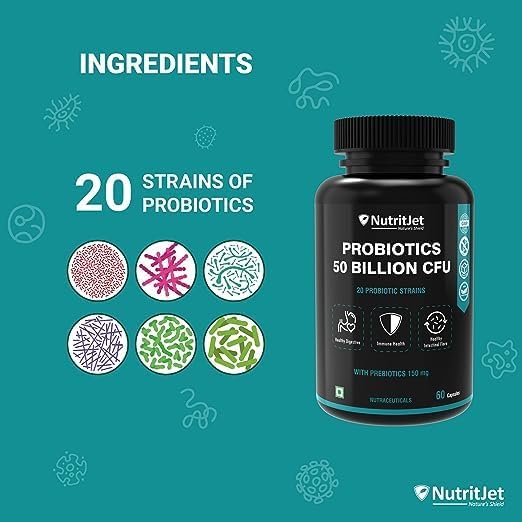 Miniatura 4 de Suplemento de probióticos 50 mil millones de UFC para hombres y mujeres con 20 cepas con prebióticos, mejor digestión, inmunidad fuerte,