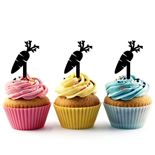 Innovedesire Carrot Cupcake Cake Topper para tartas decoración para ceremonia de cumpleaños celebración boda decoración de acrílico Topper para Cake Fiesta Pastel Decoraciones 10 piezas