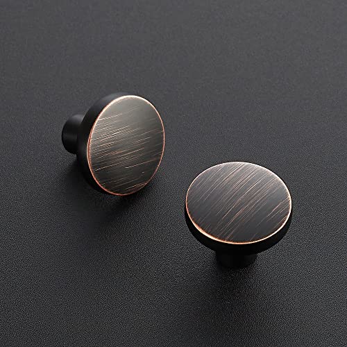 Image of Ravinte 25 Pack Drawer Pulls 1-1 /4 Inch Kitchen Cabinet Knobs Solid Round Dresser Drawer Knobs Oil-Rubbed Bronze Dresser Knobs Drawer Knobs Simple Cabinet Hardware for Cupboard Drawer Pulls