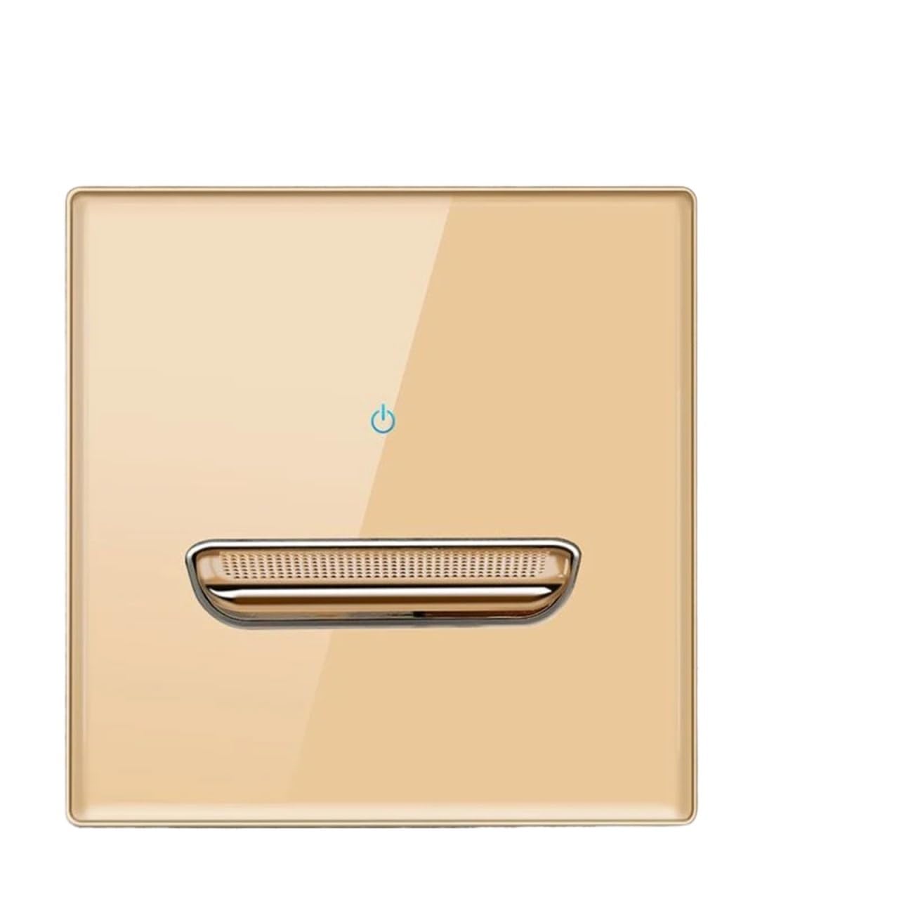 Wall Light Switch Chrome Toggle Press Button Tempered Glass Plate Blue LED Light 1 2 3 4 Gang White Black Gray Gold(3 Gang Gold,1 Way)