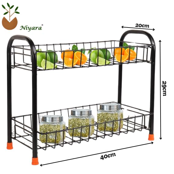 Image of Niyara Iron Metal Heavy Duty Stand Multistorage /Multipurpose Standing Rack, Bathroom Countertop Storage Shelf Cosmetic Organizer Holder Kitchen Spice Rack (Fruit basket 1)