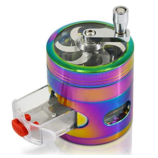 CigaMaTe Herb Grinder Spice Grinder Rainbow Grinder Hand Cranked Clear Top Grinder 2.5 Inch 4 Pieces Herb Grinder with Drawer (2.48 X 3.11 inch)