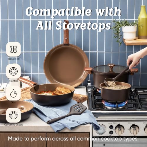 Image of CAROTE 49pcs Ceramic Cookware Set, Pots and Pans Set with Detachable Handle