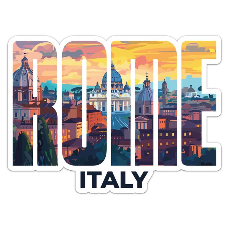 Italy Rome City Sticker - Waterproof Vinyl Decal for Car Bumper, Laptop, Water Bottle, Wall, and Window, Size - 5'' Longer Side